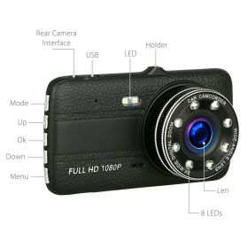 HD driving recorder with 8 night vision lights