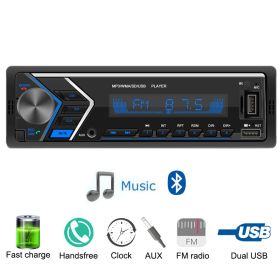 1Din Car Stereo With Dual BT; Wireless Remote Control FM Radio Audio Receiver Dual USB Port; SD; AUX-in; Built-in Mic; Hands Free Calling MP3 Player