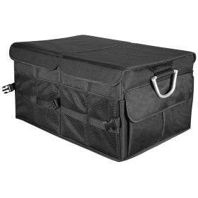 Car Trunk Organizer Collapsible Multi-Compartments Storage Cargo Box/ Cover Nonslip Bottom