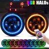 7'' inch Round LED Headlights w/RGB Halo Ring Hi/Lo Beam for 1997~2018 Jeep Wrangler JK TJ LJ CJ Sahara Rubicon Willys Hummer H1 H2