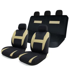 8pcs Car Seat Covers Set Black & Tan Universal Airbag Compatible Storage Bag