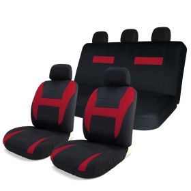 8pcs Car Seat Covers Set Black & Red Universal Fit Airbag Compatible Storage Bag