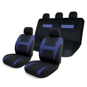 8pcs Car Seat Covers Set Black & Blue Universal Airbag Compatible Storage Bag