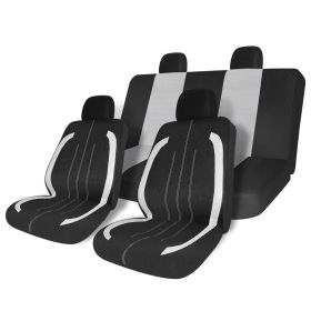 8pcs Car Seat Covers Set Black & Gray Universal Airbag Compatible Storage Bag