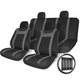 Universal Car Seat Covers 17pc Set Airbag Compatible W/ Steering Wheel Cover