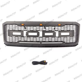 Black Front Grille Bumper Grill Fit For FORD EXPEDITION 2007-2017 With LED Lights