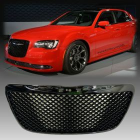 LEAVAN Black Luxury Mesh Front Bumper Hood Grille Fits 2011-2014 Chrysler 300 300C