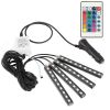 4PCS 36LEDs 12V Car Atmosphere Light Strip IP65 Colorful RGB LED Neon Lights IR Remote