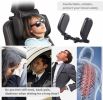 Car Travel Headrest Car Seat Headrest Pillow Adjustable PU Leather Head Neck Pillow Headrest for Travel Sleep Neck Support