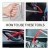 18pcs Car Tools Kit with 4 long reach grabbers, 2 air bag pumps, 4 trim removal tools, 4 fastener nuts, 2 wrenches, 1 injury free wedge, 1 tool case b