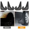 4Pcs Universal Fit Car Splash Guards Mudguard Flaps For Front Rear Tire with Hardware