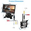 Wireless Backup Camera System Vehicle Rear View Monitor Kit IP67 Waterproof Car Parking Reverse System with 7In Screen Night Vision 2.4G Stable Signal