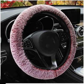 High-density Rex Rabbit Plush Elastic Steering Wheel Cover (Color: Red)