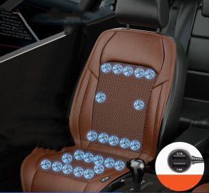 Ventilated Seat Cushion Monolithic Refrigeration In Summer With Fan Breathable Vehicle Seat Cushion (Option: Coffee-24fan-Car12V Pilot and copilot)