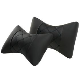 Leather Quilted Car Headrest To Protect Cervical Neck Neck Pillow (Option: Black line-1pair)