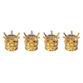 Crown Valve  Diamond Valve Core Tire Ornament (Option: Gold-Gold diamonds-4PCS)