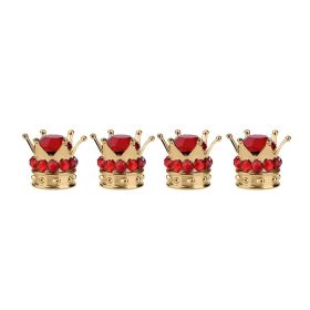 Crown Valve  Diamond Valve Core Tire Ornament (Option: Gold-Red diamonds-1PCS)