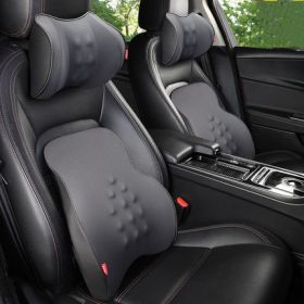 Car Electric Headrest Car Seat Electric Lumbar Cushion Memory Foam Lumbar Support Massage Headrest Lumbar Cushion Set (Option: Gray-Electric suit)