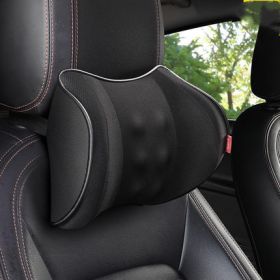 Car Electric Headrest Car Seat Electric Lumbar Cushion Memory Foam Lumbar Support Massage Headrest Lumbar Cushion Set (Option: Black-Electric headrest)