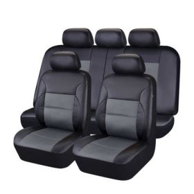 Auto Artificial Leather 5-seater Car Stitching Leather Seat Cover (Option: Grey-2piece set single seat)