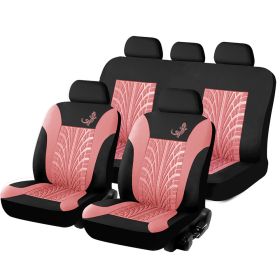 Car Universal Seat Cover 9-piece Gecko Mesh Cloth (Option: Pink-Fiveseater 9piece set)