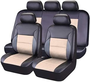 Auto Artificial Leather 5-seater Car Stitching Leather Seat Cover (Option: White-2piece set single seat)