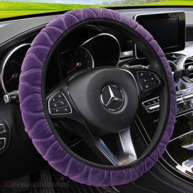 Car plush steering wheel cover (Color: Purple)