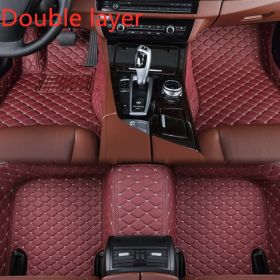 Fully Surrounded Car Leather Floor Mat Pad All Weather Protection (Option: Wine red-Double layer)