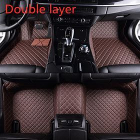 Fully Surrounded Car Leather Floor Mat Pad All Weather Protection (Option: Coffee-Double layer)