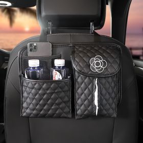 Car Storage Paper Towel Chair Back Storage Bag (Option: Black-Flower)