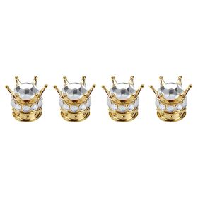 Crown Valve  Diamond Valve Core Tire Ornament (Option: Gold-White diamonds-1PCS)