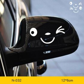 Reflective Cartoon Car Stickers Personality Selling Cute Eyes Rearview Mirror Electric Car Stickers Pair (Option: N032white-2PCS)