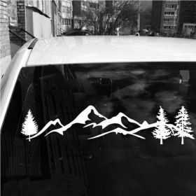 Mountain Pine Reflective Car Sticker Plastic (Option: White)