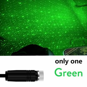 Car LED Starry Sky Night Light USB Powered Galaxy Star Projector Lamp For Car Roof Room Ceiling Decor Plug And Play (Option: Green-Aluminum alloy shell)