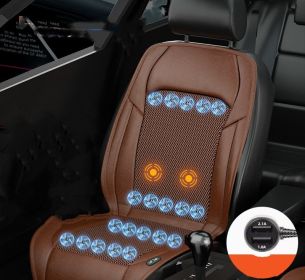 Ventilated Seat Cushion Monolithic Refrigeration In Summer With Fan Breathable Vehicle Seat Cushion (Option: Coffee-20fan with massage-Car12V Pilot and copilot)