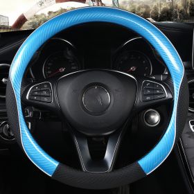 Car Steering Wheel Cover Round Handle Cover Carbon Fiber Texture (Option: L)