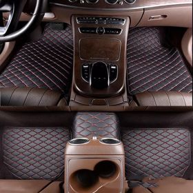 Universal Right Rudder Foot Pad Leather Quilted Embroidered Full Surround (Option: Black Red)