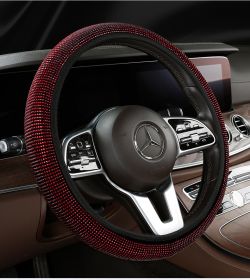 Steering Wheel Cover Diamond-studded Summer Without Inner Ring Full (Option: Red diamonds)