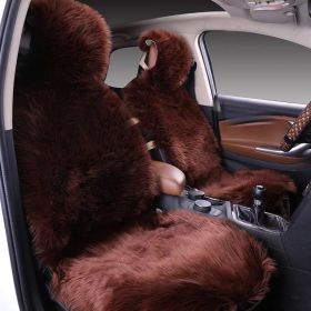 All-inclusive Car Seat Cover Plush Cushion Three-piece Cushion Universal Cushion Winter (Option: Brown-Main driver)