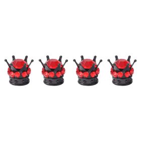 Crown Valve  Diamond Valve Core Tire Ornament (Option: Black-Red diamonds-4PCS)