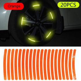 20PCs Car Wheel Hub Reflective Sticker Tire Warning Label (Option: Orange 20pcs)