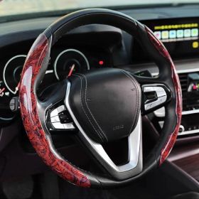 Peach Wood Grain Steering Wheel Sleeve (Option: Crystal Wine Red-38cm)