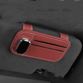 Automotive Sun Louver Storage Multifunctional Card Hoider (Option: Wine Red)