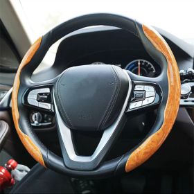 Peach Wood Grain Steering Wheel Sleeve (Option: Crystal Golden Yellow-38cm)