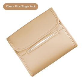 Sun Visor Armrest Box Hanging On Chair Back Leather Car Tissue (Option: No Logo-Beige)