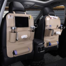 Car Interior Supplies Multifunctional Seat Back Leather Folding (Option: Classic rice)