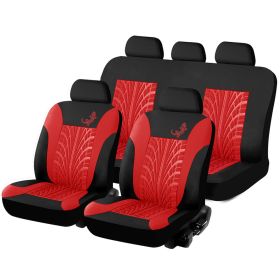 Car Universal Seat Cover 9-piece Gecko Mesh Cloth (Option: Red-Fiveseater 9piece set)