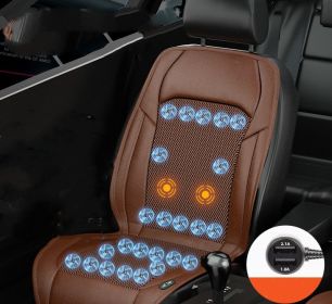 Ventilated Seat Cushion Monolithic Refrigeration In Summer With Fan Breathable Vehicle Seat Cushion (Option: Coffee-24fan with massage-Car12V Pilot and copilot)