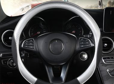 Car Steering Wheel Cover Round Handle Cover Carbon Fiber Texture (Option: B)