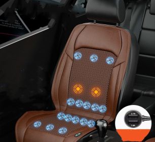 Ventilated Seat Cushion Monolithic Refrigeration In Summer With Fan Breathable Vehicle Seat Cushion (Option: Coffee-16fan with massage-Car12V Pilot and copilot)